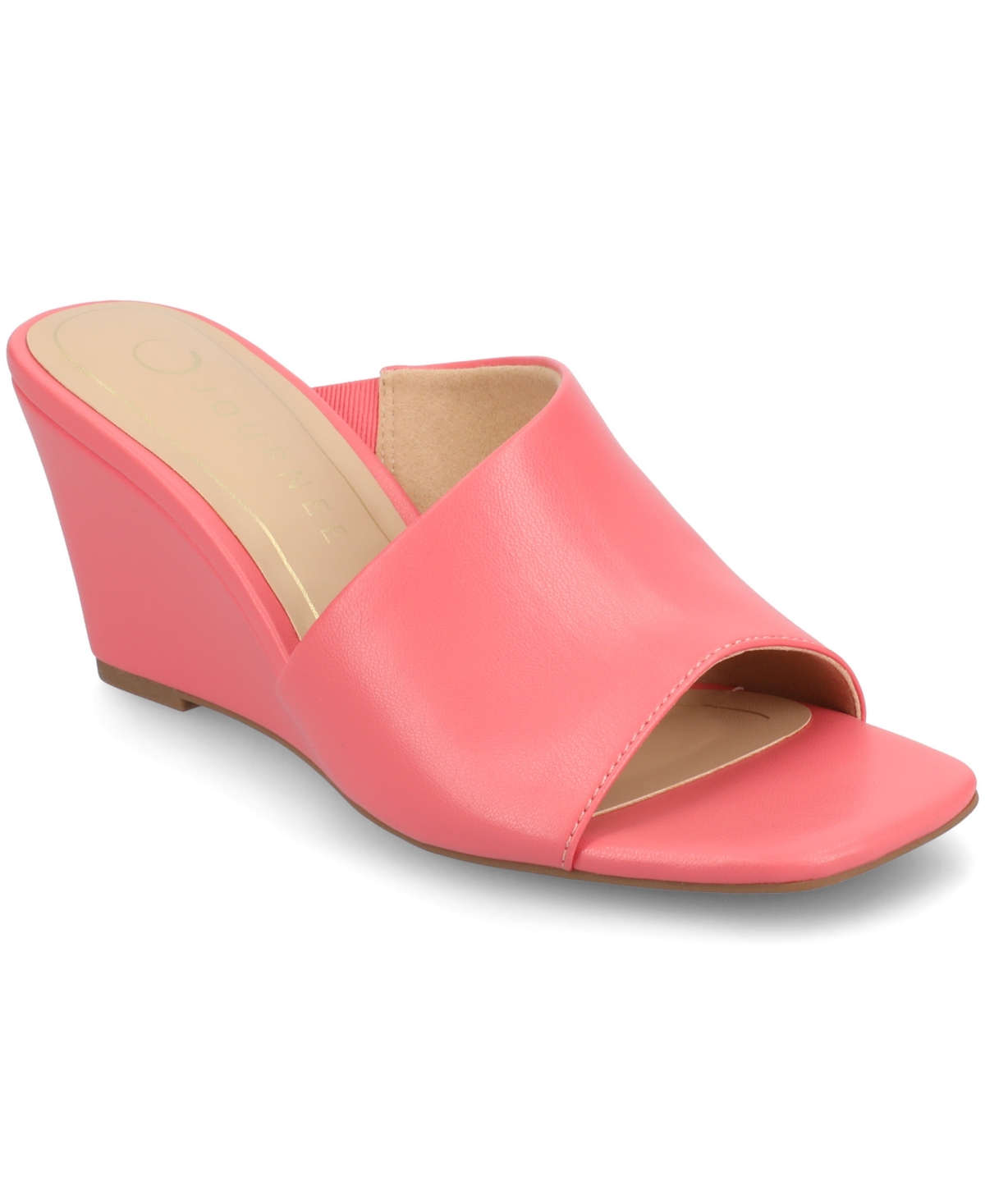 Shop Journee Collection Women's Clementine D'orsay Slip-on Wedge Sandals In Coral