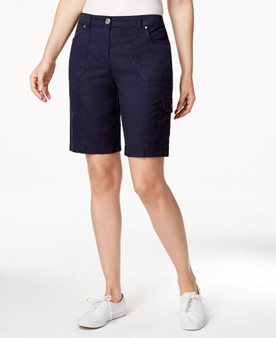 Karen Scott Solid Cargo Shorts, Only at Macy's - Shorts - Women - Macy's