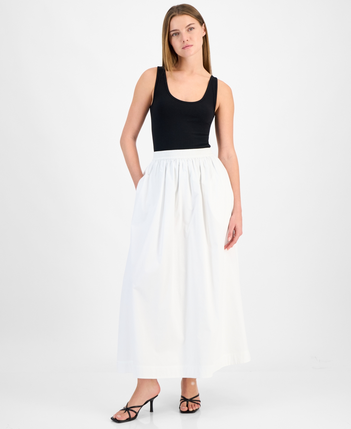 Women's Cotton Pull-On Maxi Skirt - White