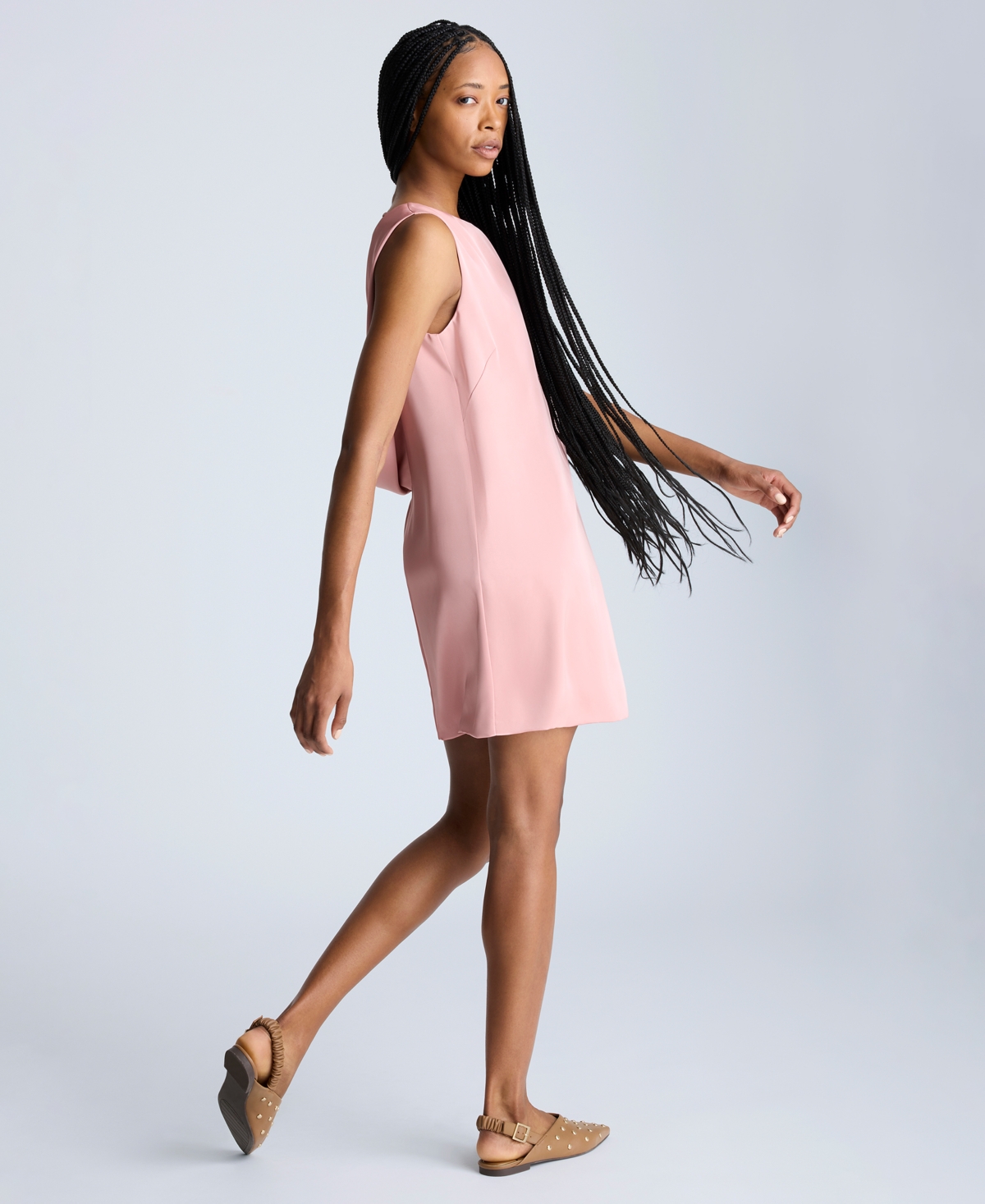 Kenneth Cole Sleeveless Open Back Shift Dress In Rose
