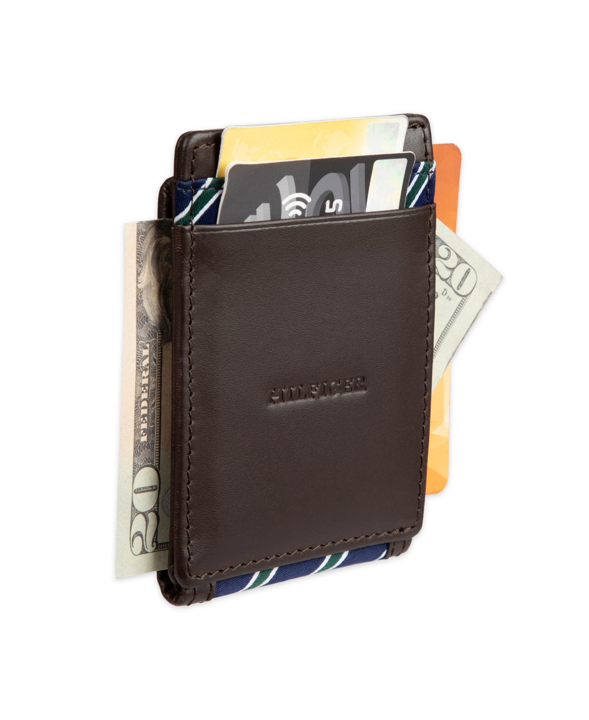 Tommy Hilfiger Men's Overlay Front Pocket Wallet In Brown