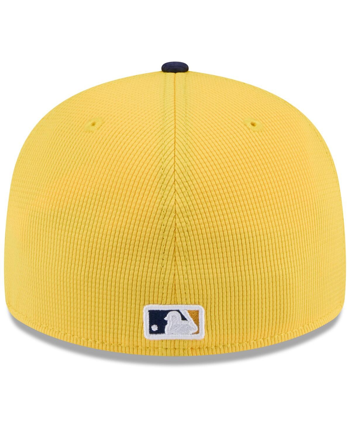 New Era Men's Gold/navy Milwaukee Brewers 2025 Spring Training Low Profile 59fifty Fitted Hat In Gold,navy