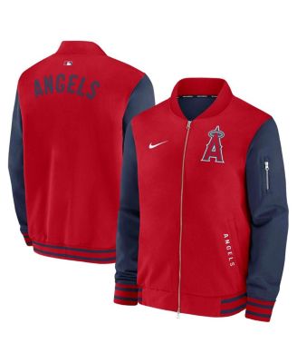 Nike - Men's Red/Navy Los Angeles Angels Authentic Collection Dugout Full-Zip Bomber Jacket