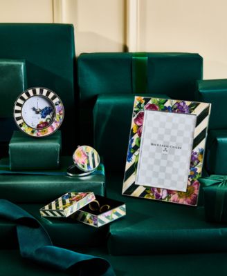 Flower Market Silver Plated Round Desk Clock