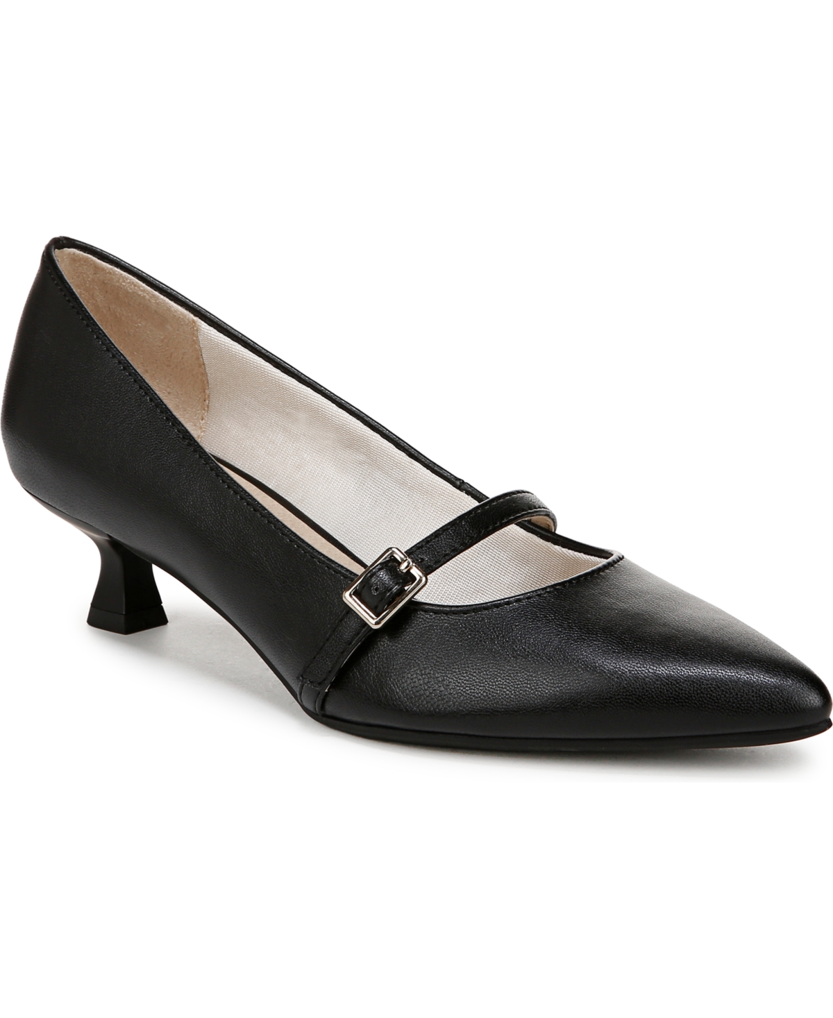 Shop Lifestride Women's Madelyn Mary Jane Pointed Toe Kitten Heel Pumps In Black Faux Leather
