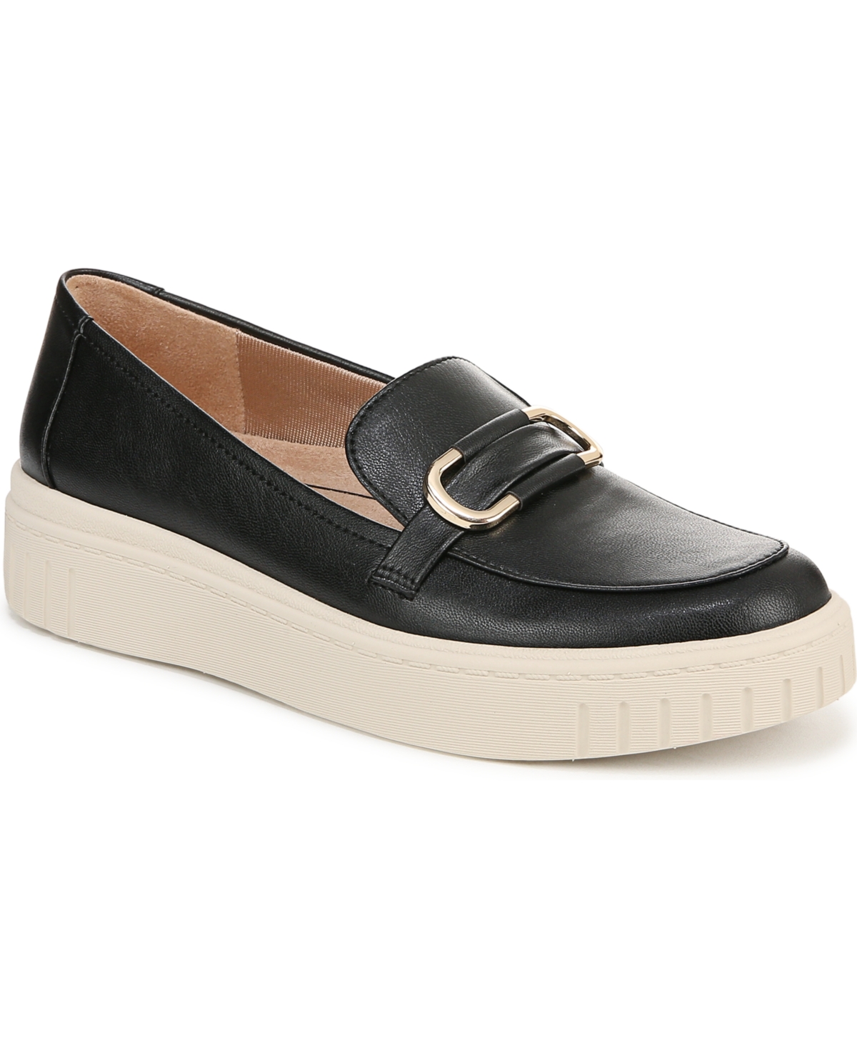 Shop Lifestride Women's Geneva-bit Closed Round Toe Platform Loafers In Black Faux Leather
