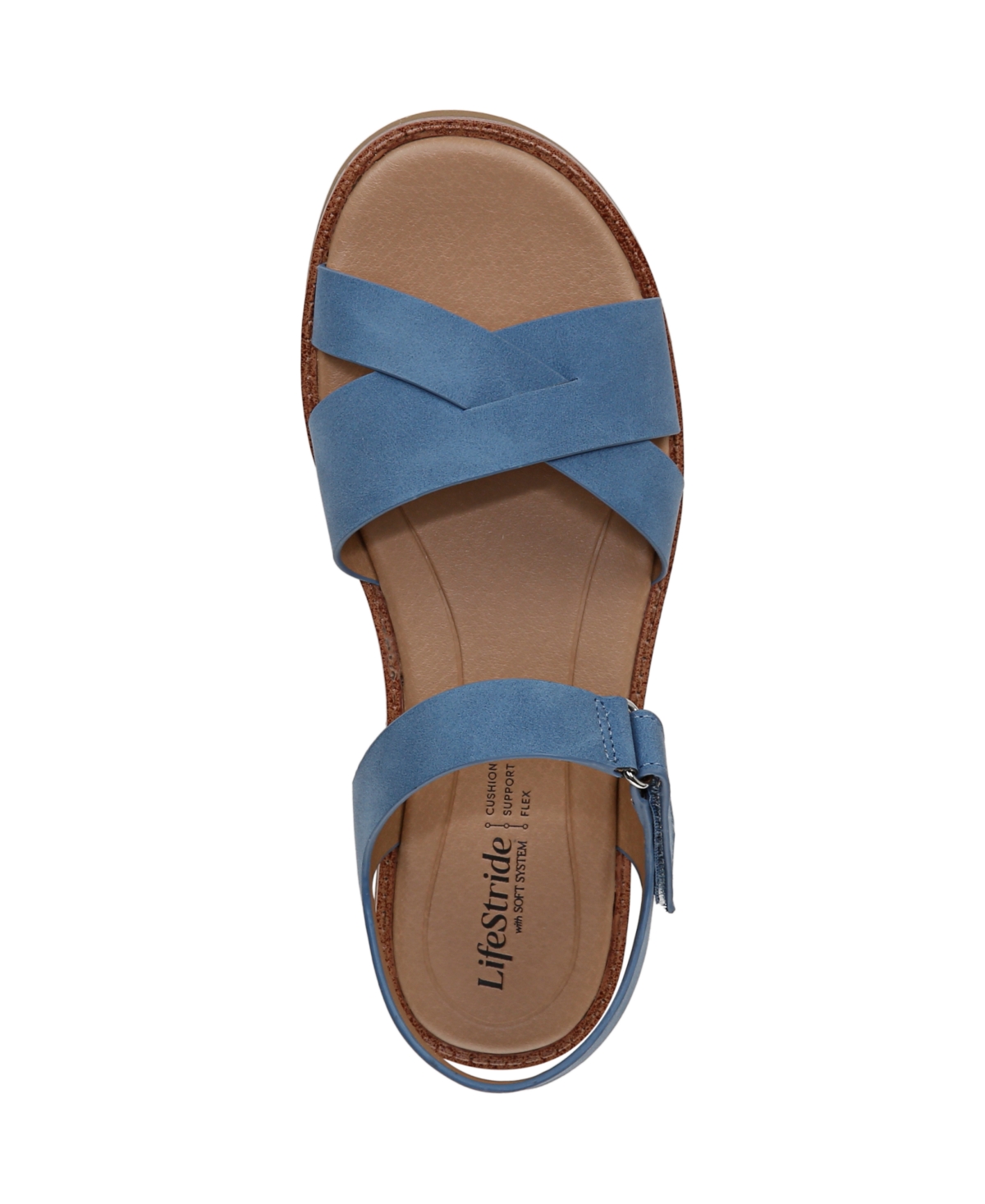 Shop Lifestride Women's Wren Strappy Platform Sandals In Blue Faux Leather