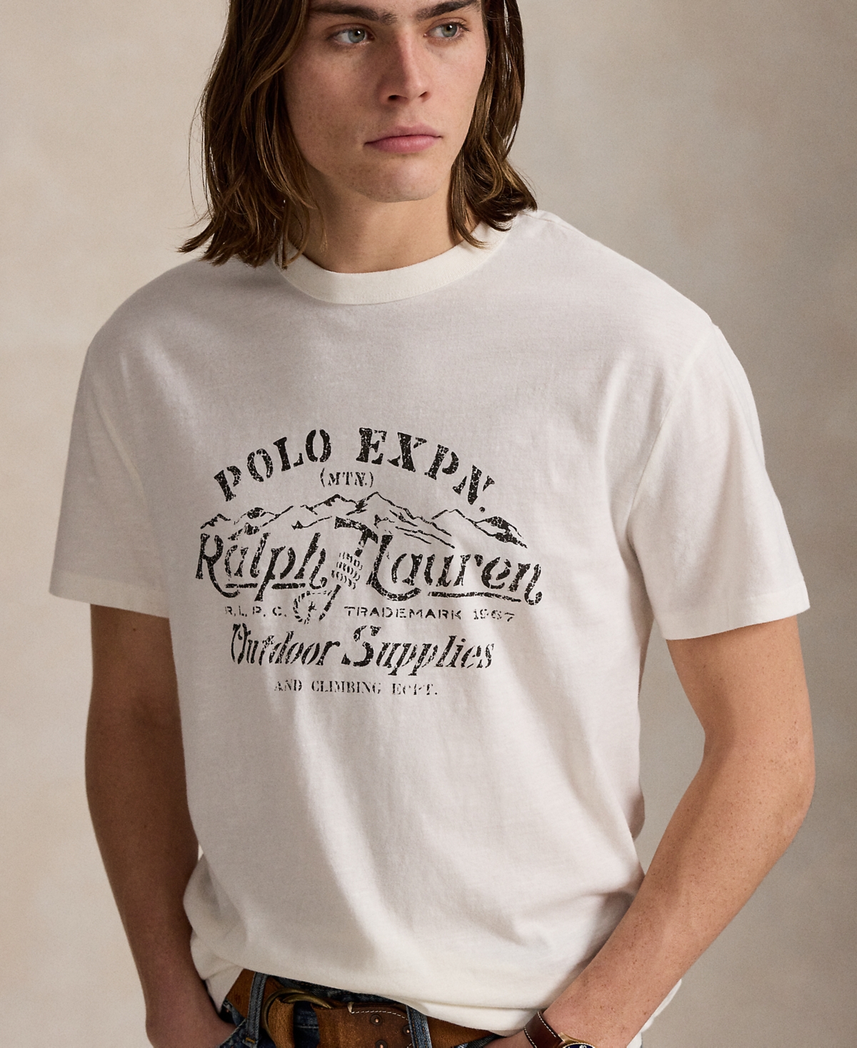 Polo Ralph Lauren Men's Classic-fit Slub Jersey Graphic T-shirt In White