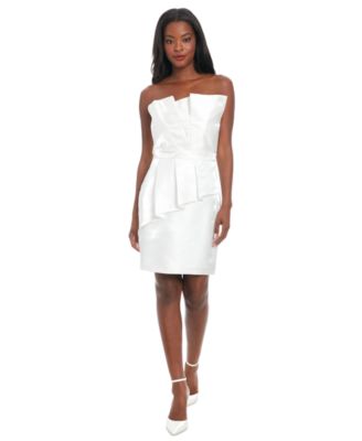 Women's Pleated Bustier Peplum Mini Dress