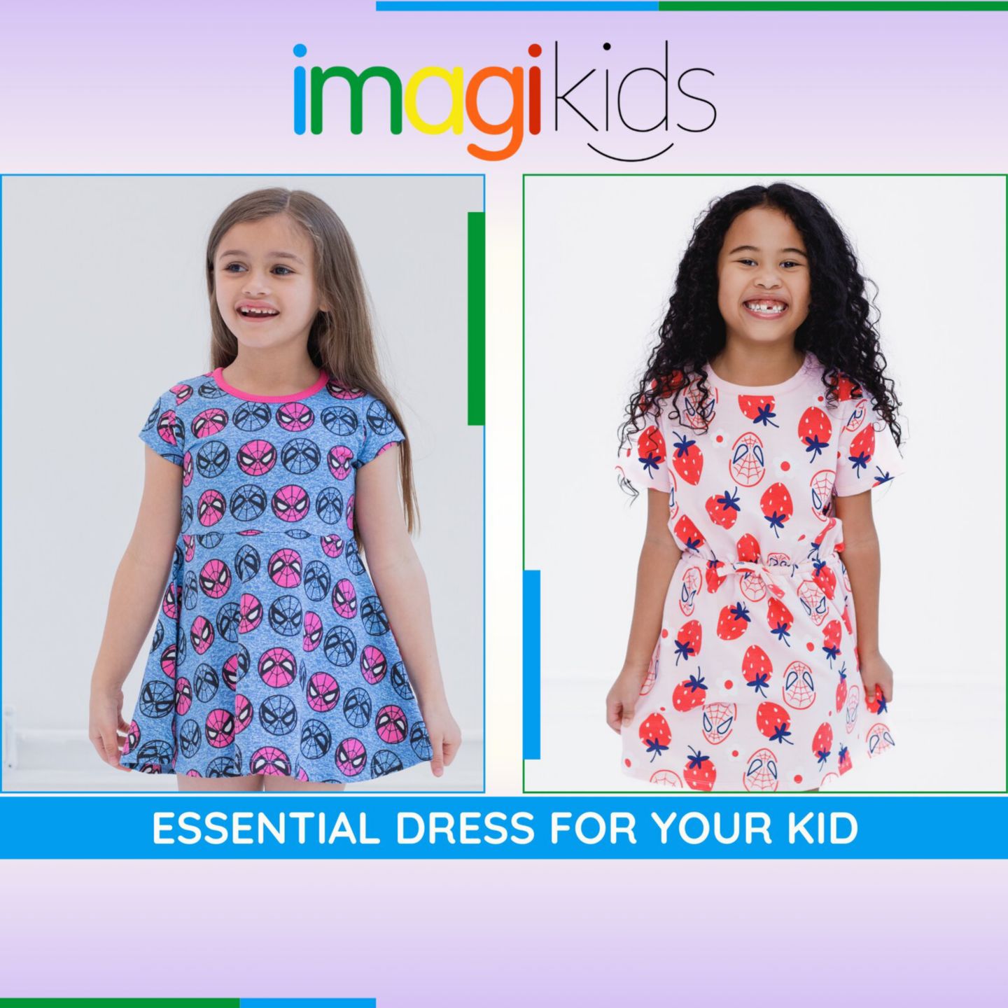 Детское платье Spider-Man Marvel Girls French Terry Skater Dress Toddler to, цвет: Розовый — фото 3
