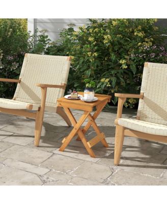 14 inch Outdoor Folding Side Table Hardwood Square Compact Patio Table