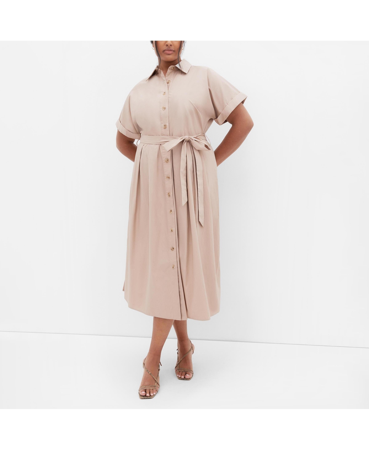 Plus Size Elly Shirt Dress - Ecru