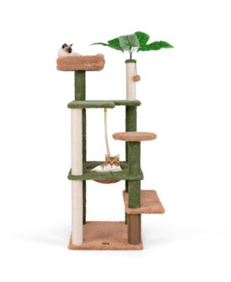 Multilevel Cat Tree with Scratching Posts, Rope, Plush Perch & Toy Bed Cozy & Fun Play Tower for Cats
