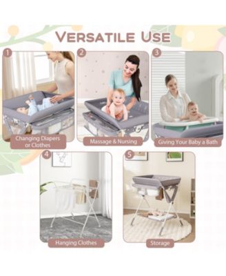 Portable Baby Changing Table with 3-Level Adjustable Height Convenient and Comfortable for Diapering on the Go