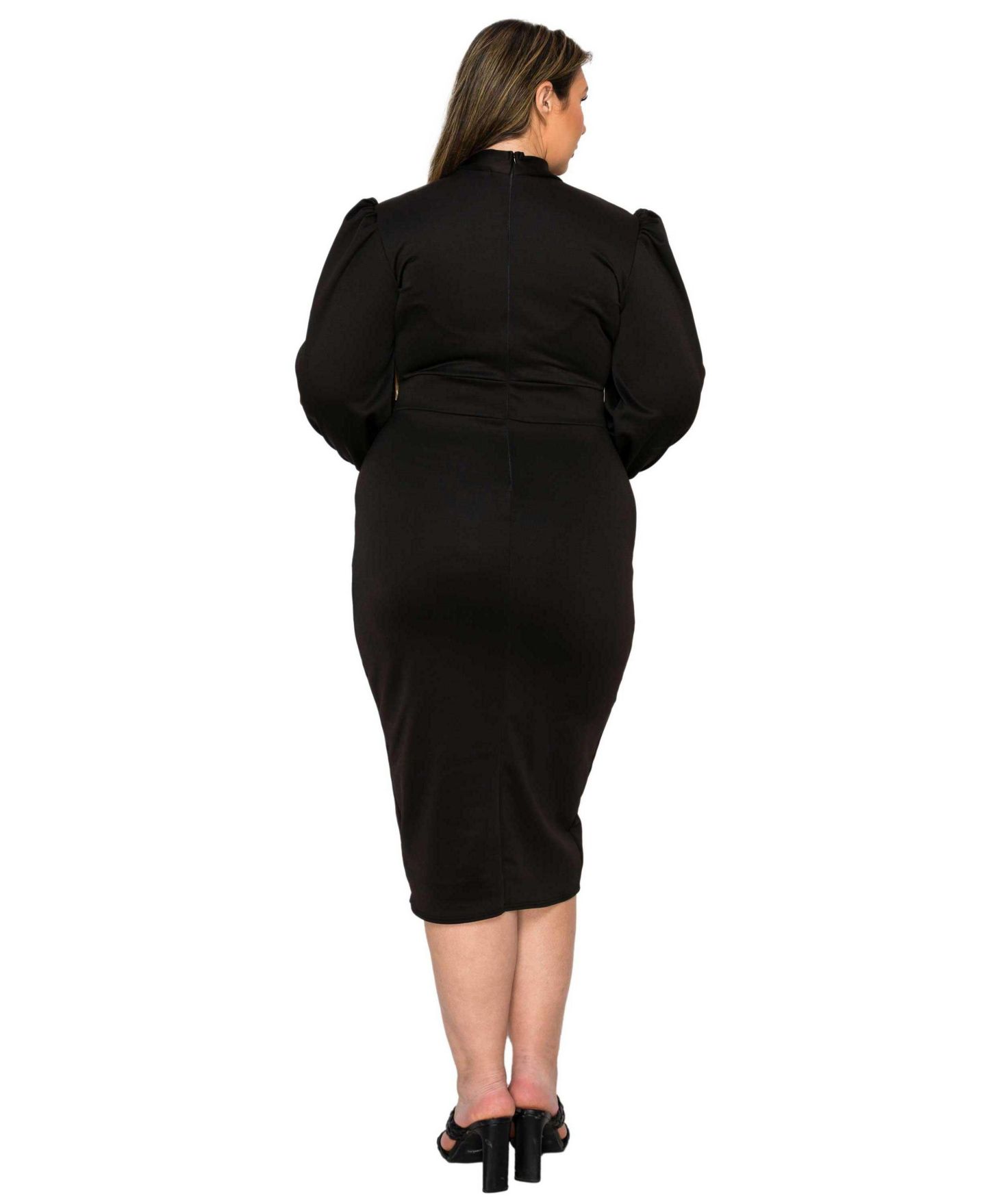 Женское платье L I V D Plus Size Anastasia Tie Neck, цвет: Чёрный — фото 3