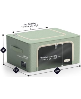 6 Pack Small Foldable Storage Box - Metal Frame, Oxford Fabric, Large Window & Handles - Organization for Bedroom, Linens & Clothes
