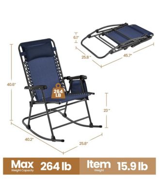 26in Foldable Outdoor Lounge Chair, Navy Blue