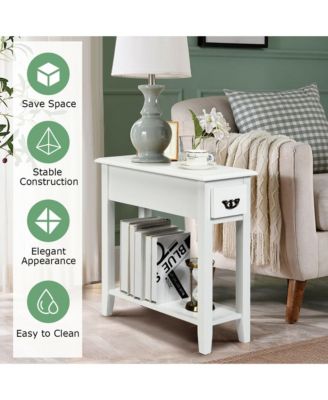 Set of 2 Nightstand 2 Tier End Bedside Sofa Side Table w/Drawer &Shelf