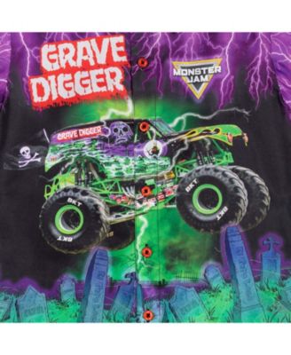 Toddler Boys Grave Digger Hawaiian Button Down Dress Shirt