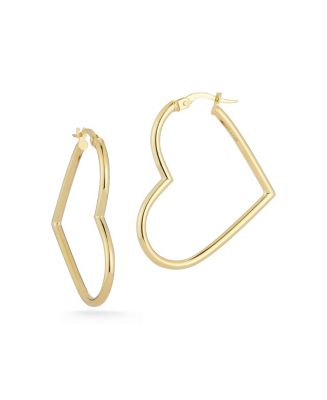Rachel Zoe Fine Jewelry Heart Hoop Earrings, Made in Italy - Macy's