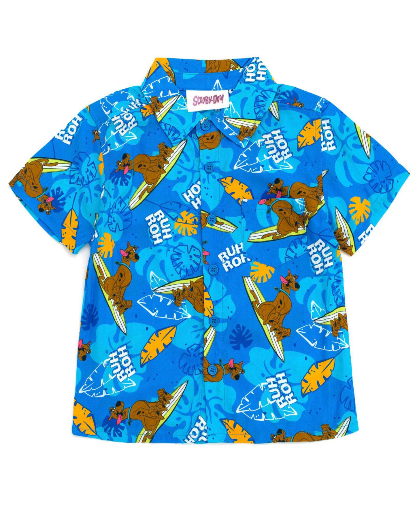 Детская рубашка Scooby Doo Scooby-Doo Hawaiian Button Down Dress Shirt, цвет: Синий — фото 1