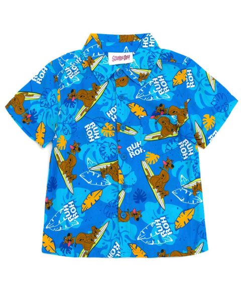 Детская рубашка Scooby Doo Scooby-Doo Hawaiian Button Down Dress Shirt, цвет: Синий