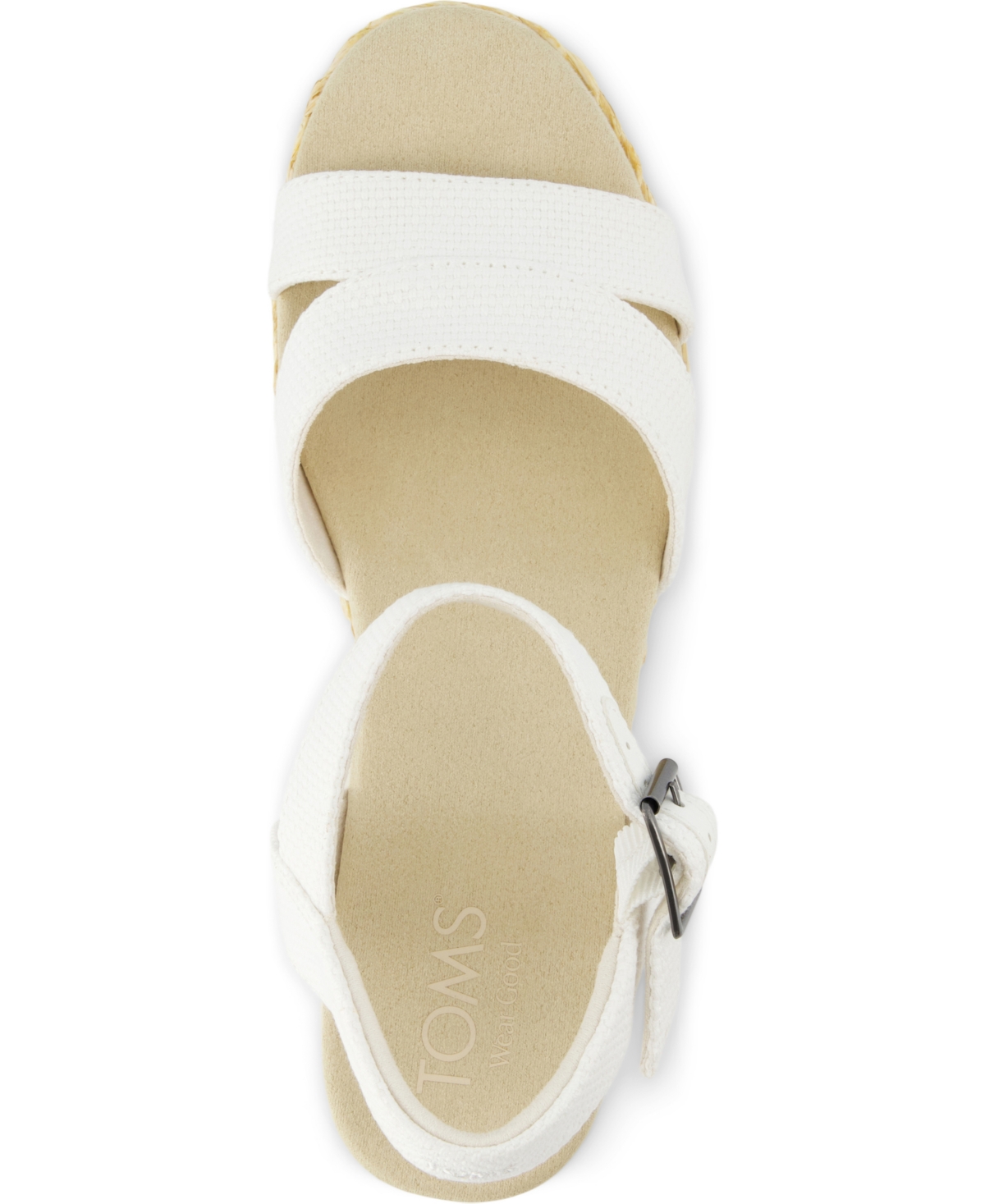 Shop Toms Women's Audrey Ankle Strap Wedge Sandals In White Beachside Woven