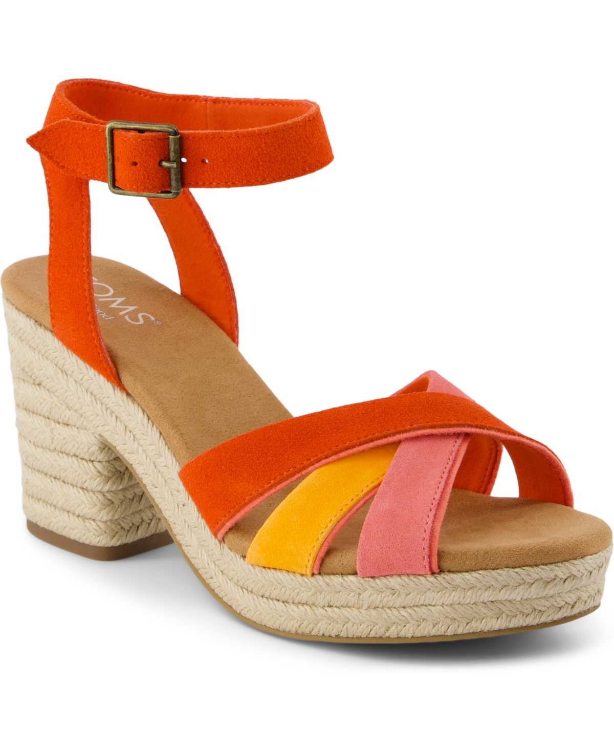 Shop Toms Women's Majorca Strappy Dress Sandals In Flame Suede