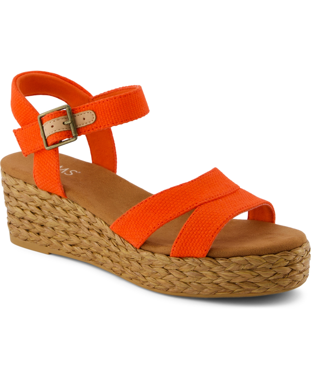Shop Toms Women's Audrey Ankle Strap Wedge Sandals In Flame Beachside Woven