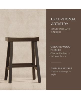 Vincent Wooden Rustic Aesthetic Kitchen Counter Stool, Set of 4