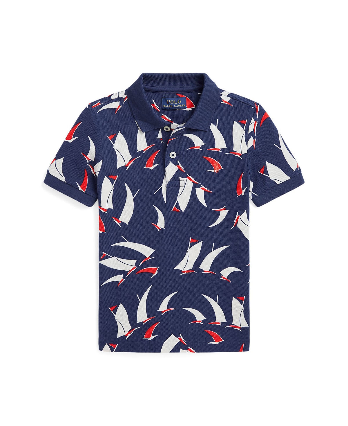 Polo Ralph Lauren Big Boys Sailboat-print Polo Shirt In Deco Sails Print Navy