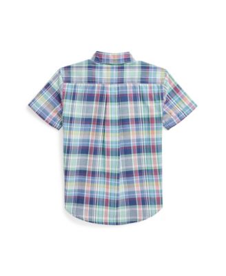 Toddler and Little Boys Plaid Oxford Short-Sleeve Shirt