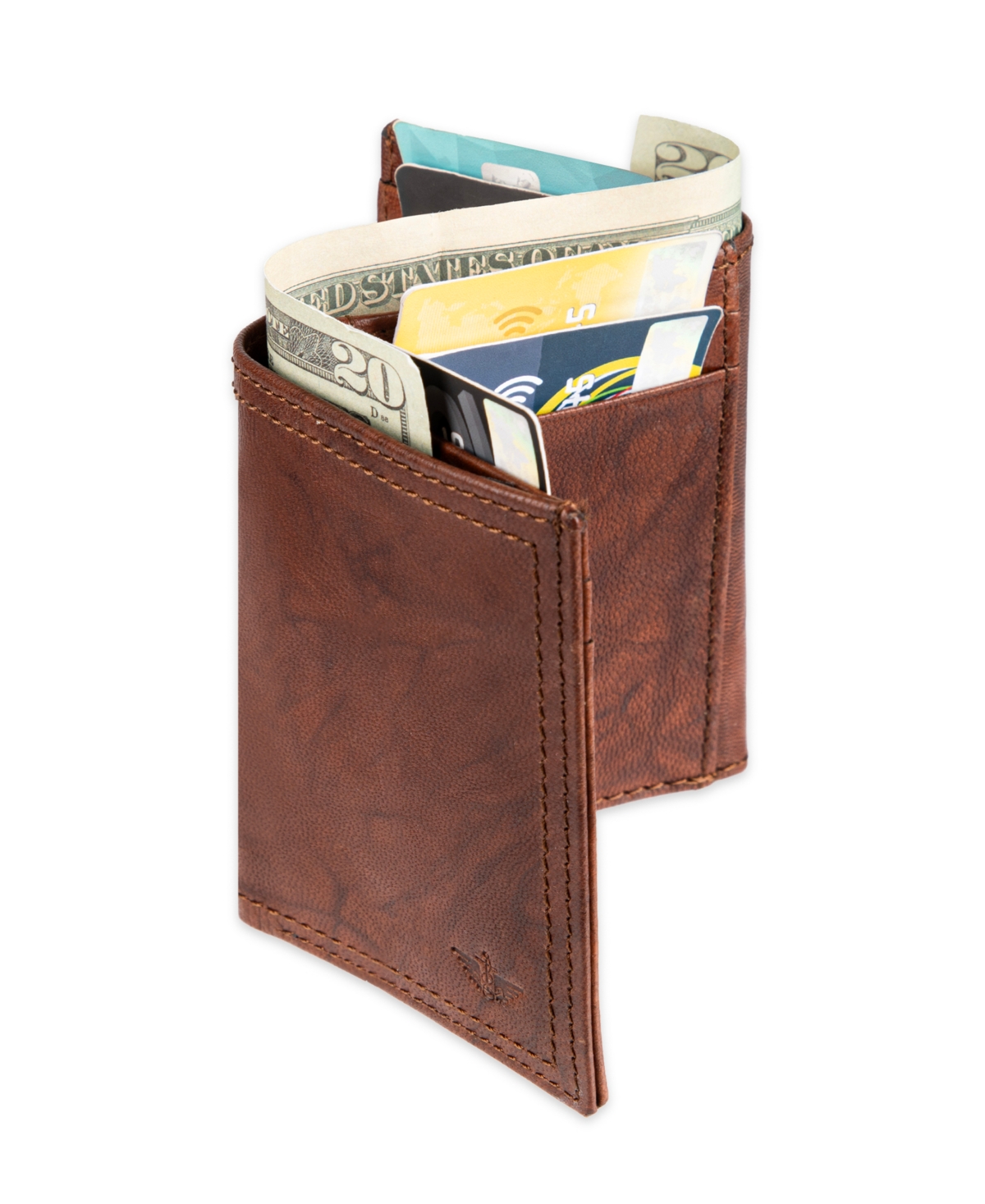 Dockers Men's Rfid Crunch Leather Z-fold Trifold Wallet In Brown