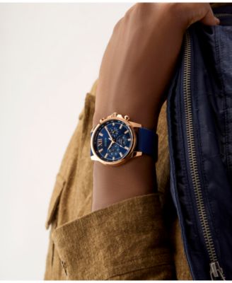 Men's Multifunction Blue Silicone Watch, 44mm