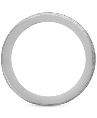 Men's Bark & Brushed Finish Wedding Band in Sterling Silver & Black Rhodium-Plate