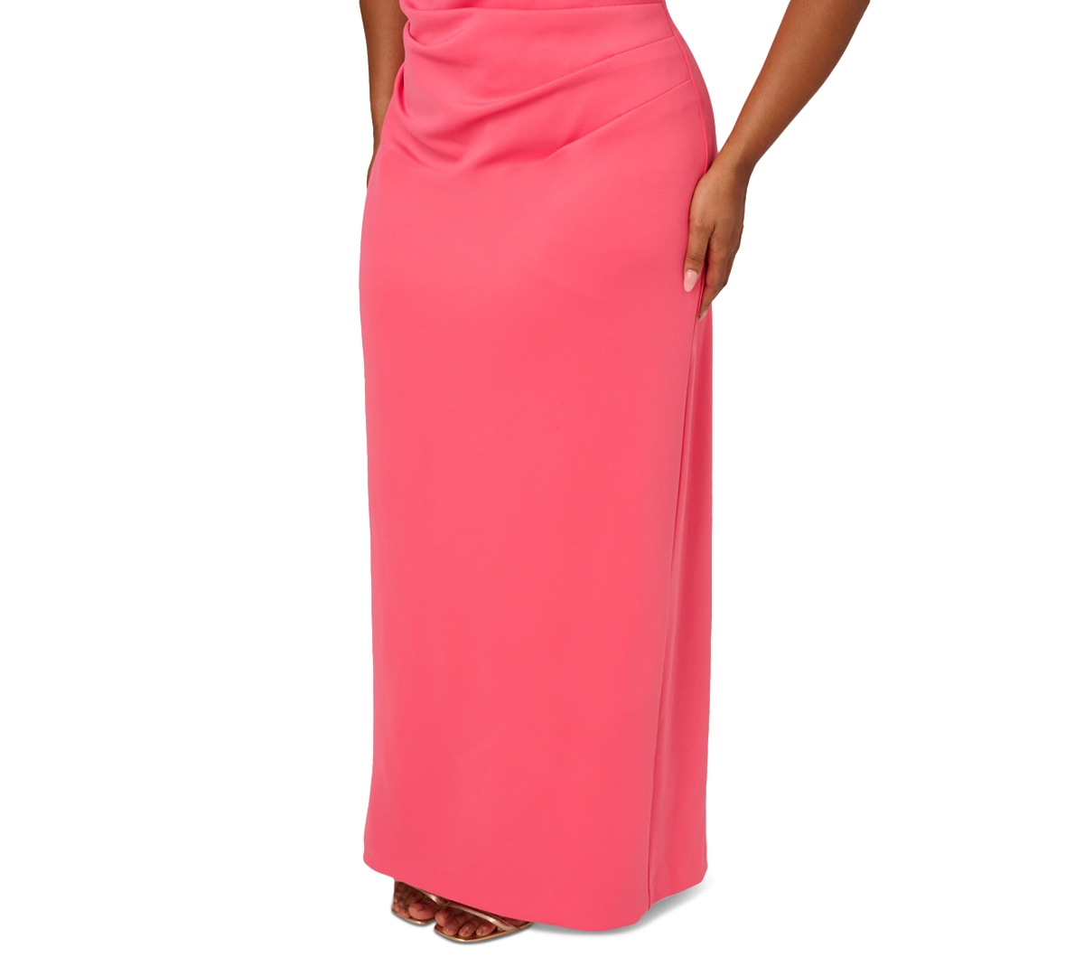 Shop Adrianna Papell Plus Size Asymmetrical Draped Gown In Azalea Pink