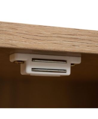 2-Door MDF Accent Cabinet with Built-In Shelf and Rattan Doors - 31.5" W x 15" D x 33" H