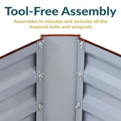 Raised Corrugated Galvanized Steel Rectangle Garden Bed, 47" W x 11.75" H