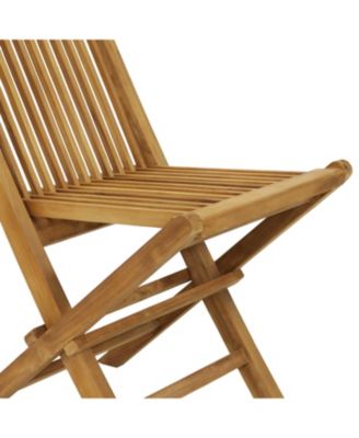 Outdoor Solid Teak Wood with Stained Finish Hyannis Folding Dining Chairs - Light Brown
