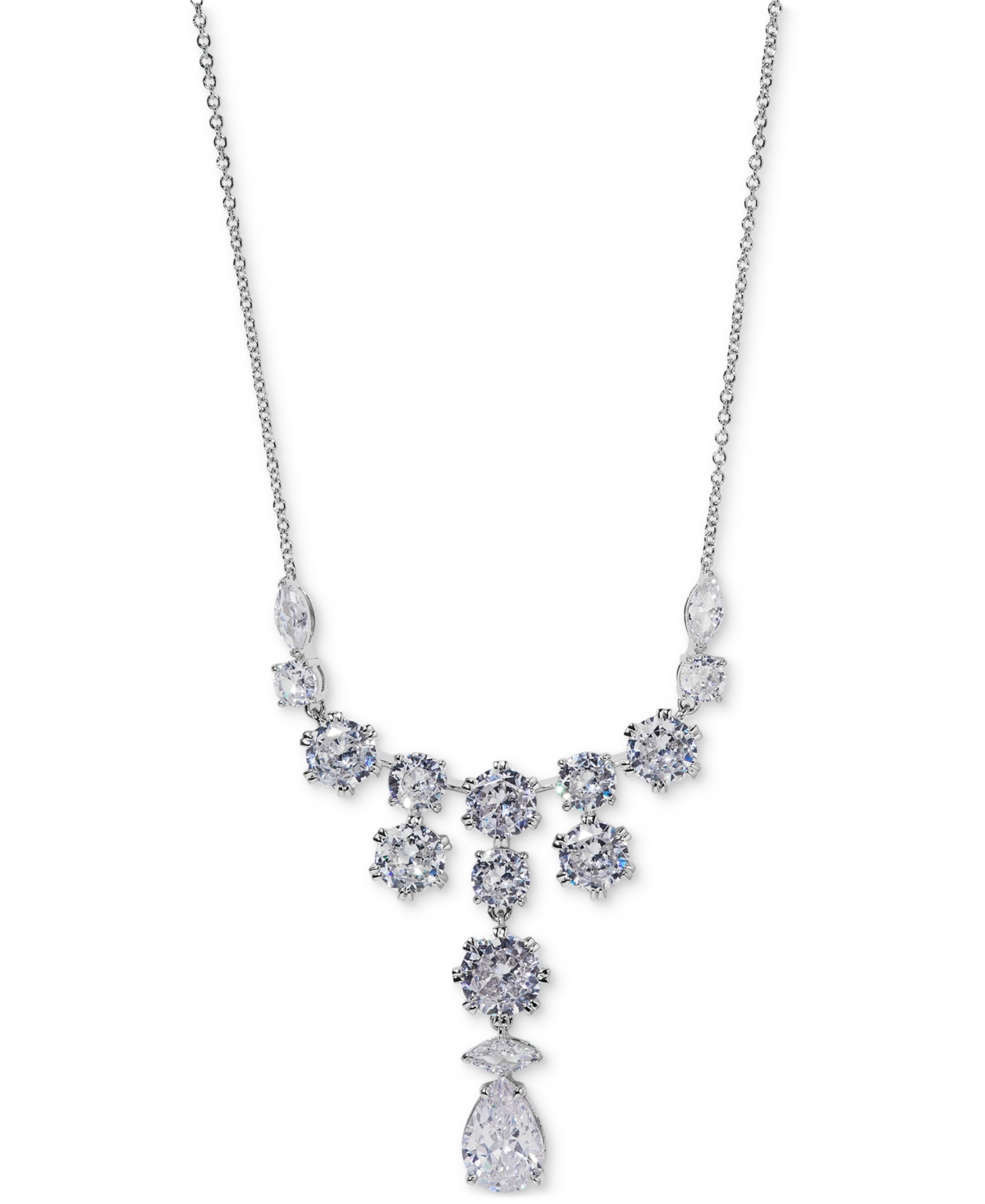 Silver-Tone Cubic Zirconia Statement Necklace, 16" + 2" extender, Exclusively at Macy's - Rhodium
