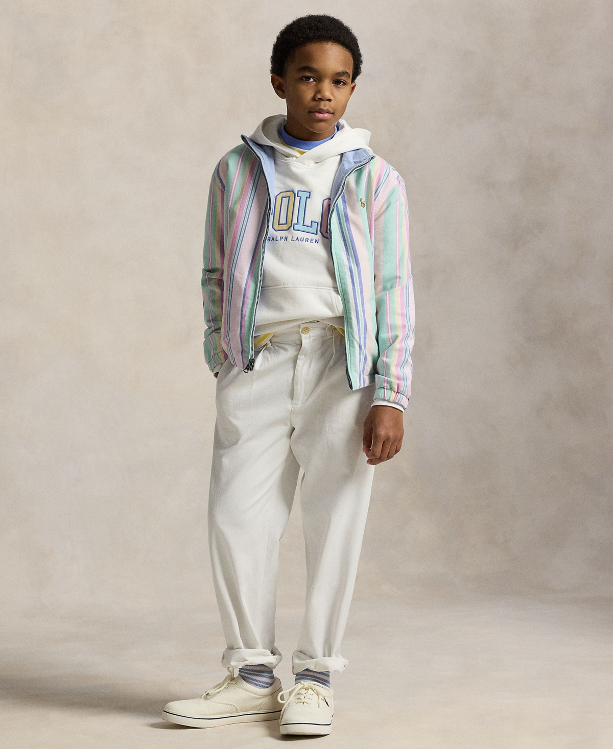 Polo Ralph Lauren Reversible Cotton Oxford Jacket In Multi Pink Stripe