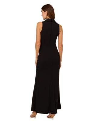 Women's Scalloped Tuxedo Crepe Gown