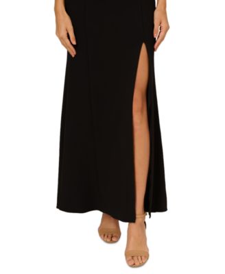 Women's Scalloped Tuxedo Crepe Gown