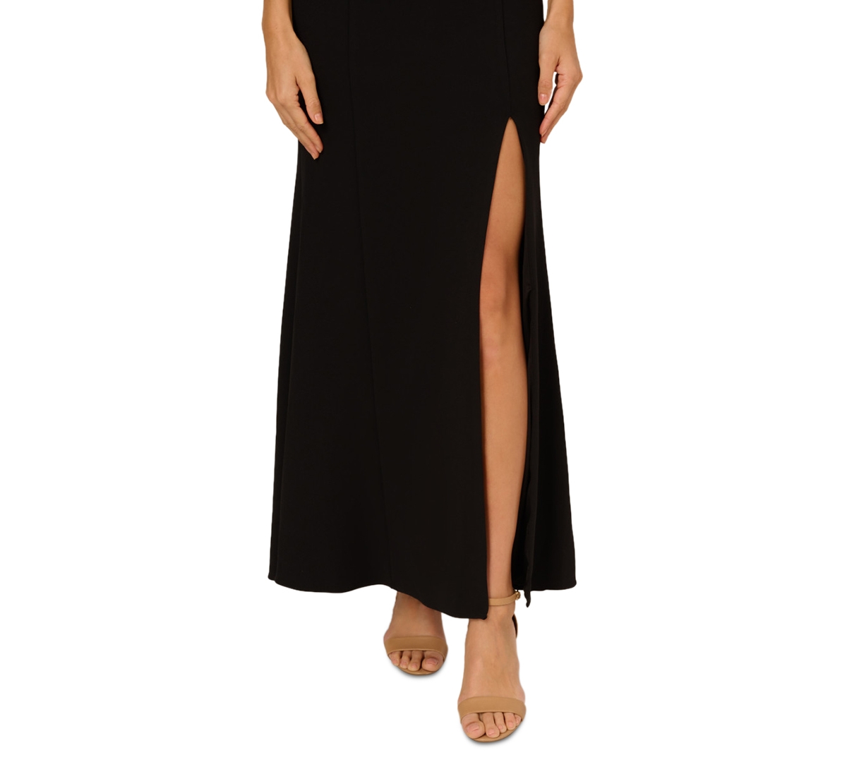 ADRIANNA PAPELL WOMEN'S SCALLOPED TUXEDO GOWN 