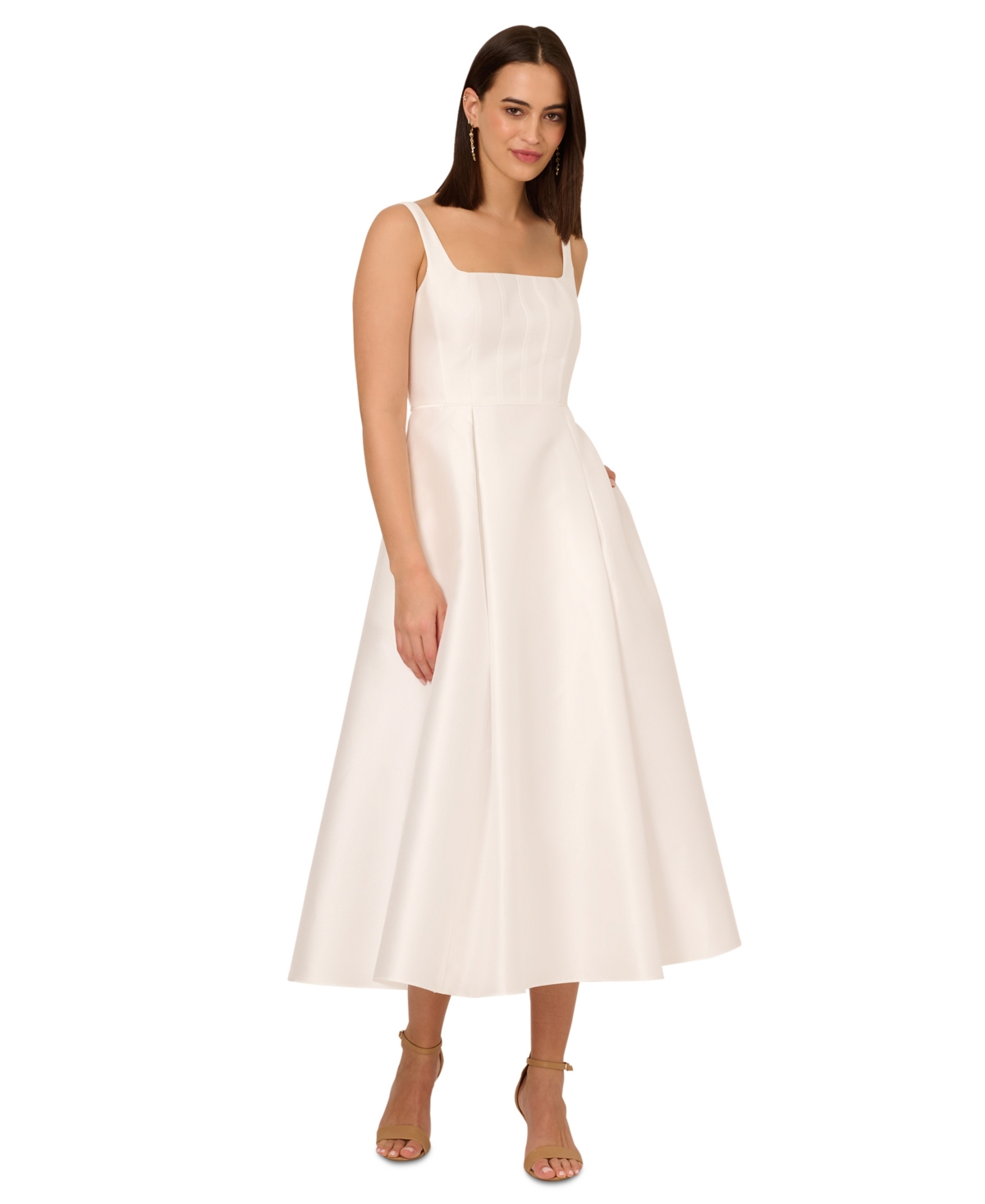 Shop Adrianna Papell Women's Mikado Fit & Flare Dress In Ivory