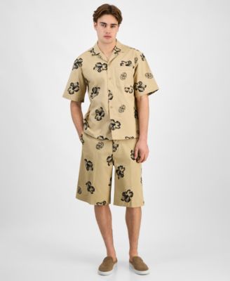 Men's Elligino Relaxed-Fit Stretch Floral Button-Down Camp Shirt