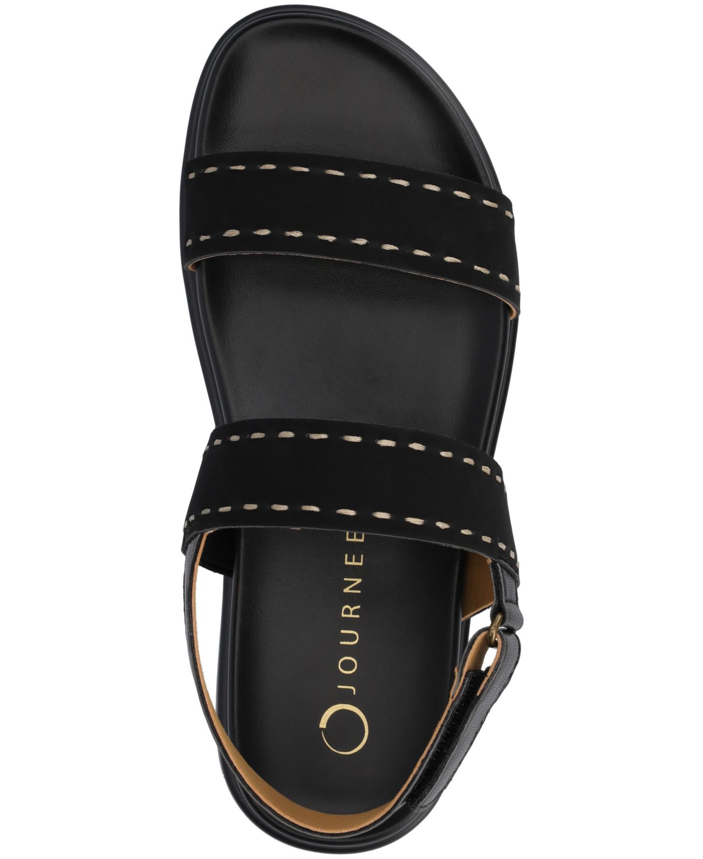 Женские сандалии Journee Collection Milie Double Band Footbed Flat, цвет: Чёрный — фото 4
