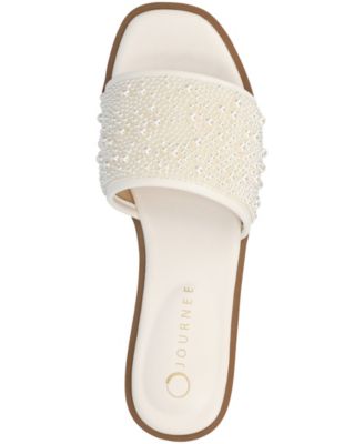 Women's Precly Faux Pearl Single Band Flat Sandals