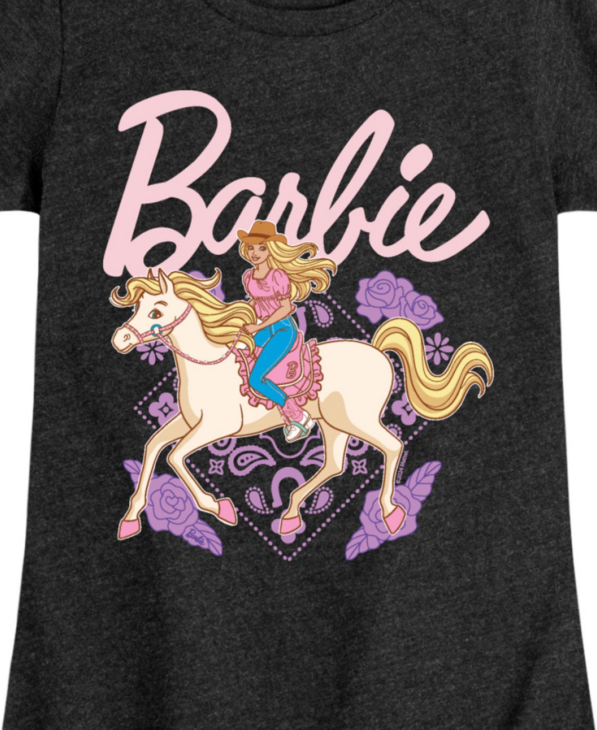 BARBIE BIG GIRLS COWGIRL HORSE GRAPHIC SHORT SLEEVE T-SHIRT 