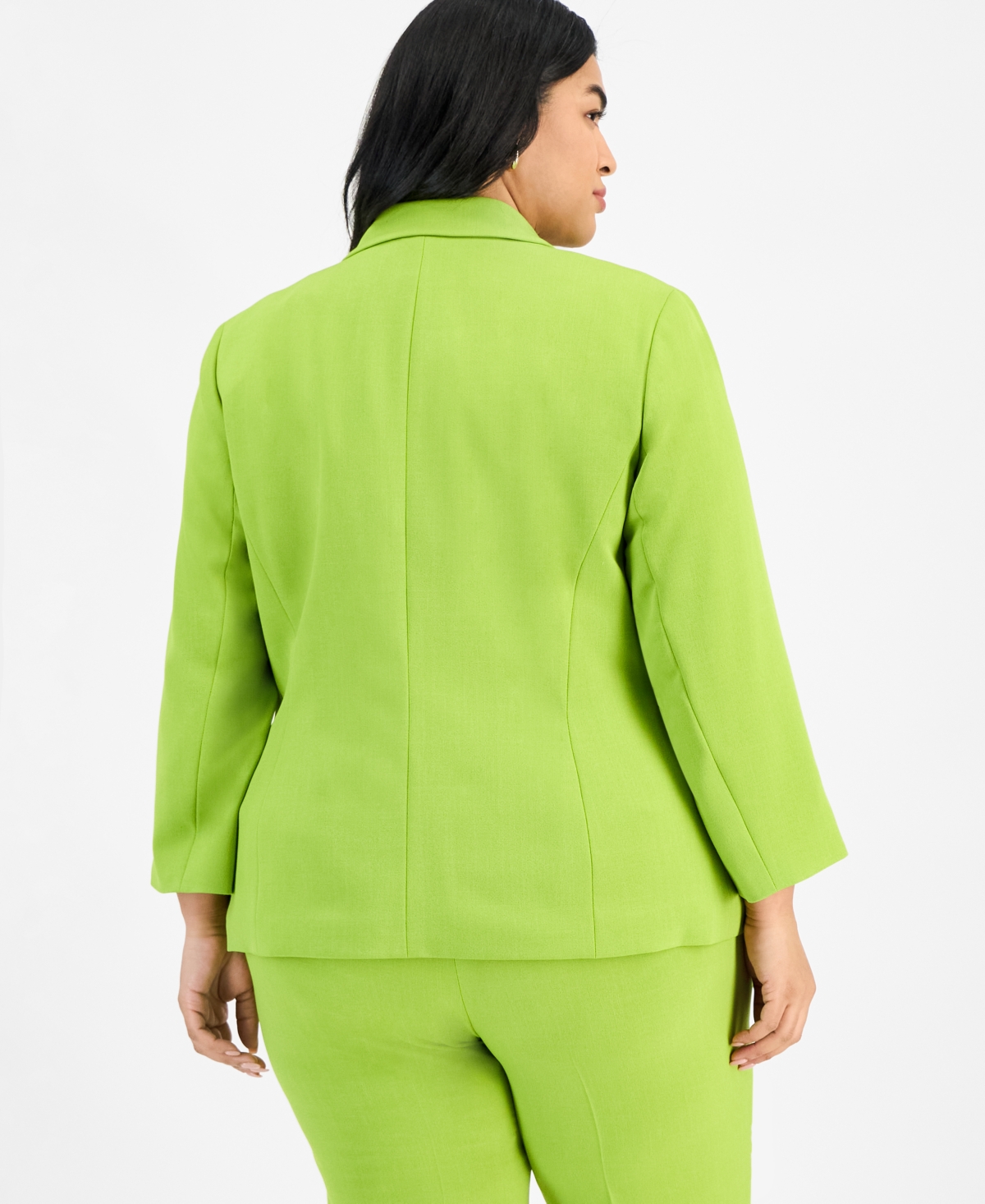 Kasper Plus Size 3/4-sleeve Eyelet Blazer In Kiwi